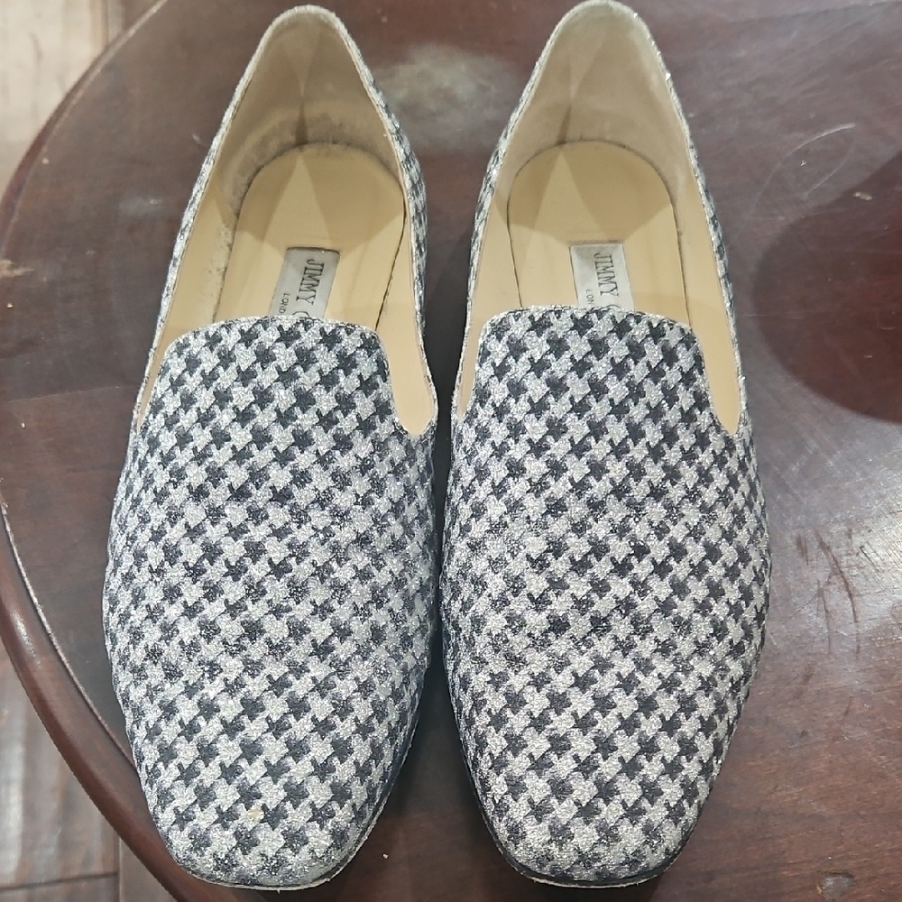 Jimmy Choo Glitter Houndstooth Loafers